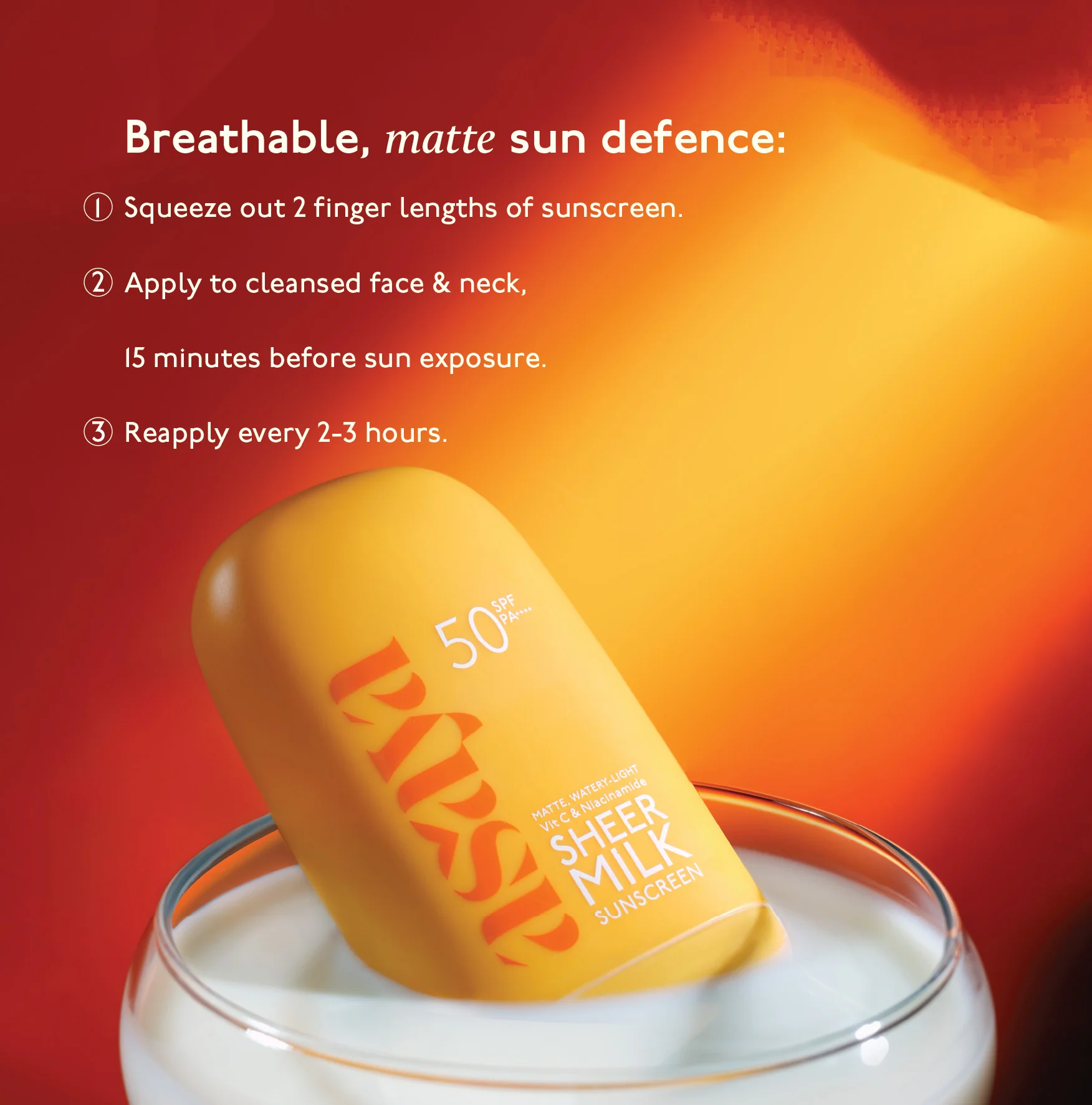 Sheer Milk Sunscreen - SPF 50 Matte Fluid Sunscreen - Image 8